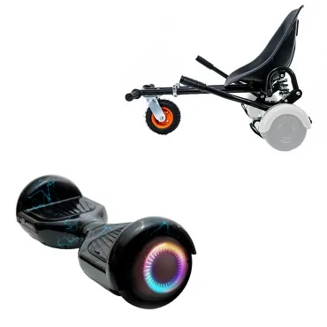 Hoverboard Paquet Go-Kart, Noir, avec Double Suspension, 6.5 pouces, Regular Thunderstorm Blue PRO 4Ah, pour enfants et adultes